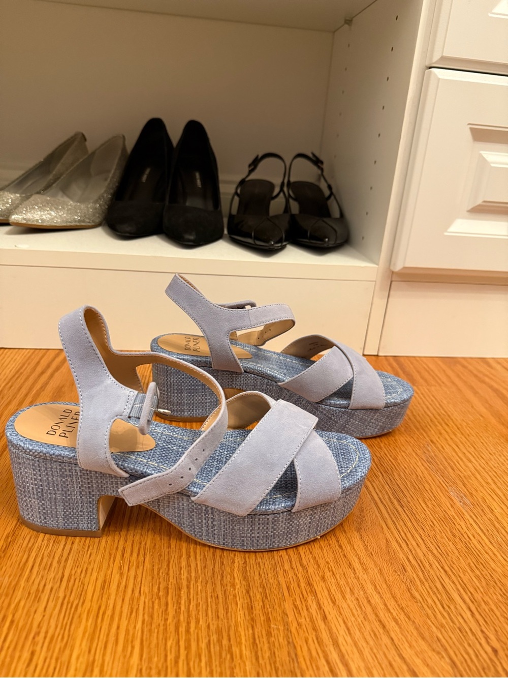Donald J. Pliner Light Blue Suede Platform Sandals